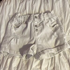 White Distressed Kids Shorts